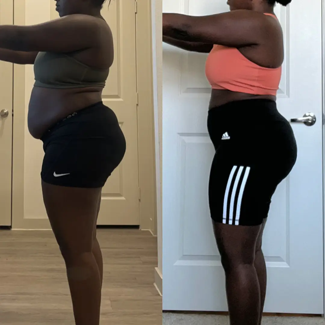 Before and after of a client taking fitness coaching